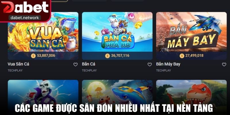 Các game được săn đón nhiều nhất tại nền tảng